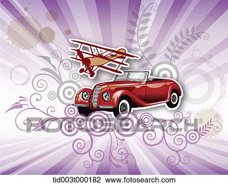 Vintage airplane and car View Large Photo Image Stock Image - Vintage airplane and car . Fotosearch