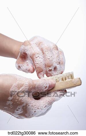 wash hands with brush View Large Photo Image Stock Photograph - wash hands with brush. Fotosearch