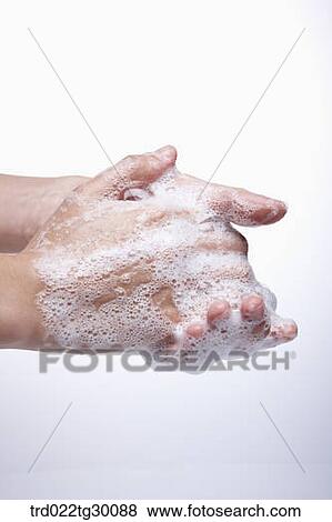 Stock Photo - wash hands with bubbles. Fotosearch