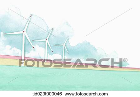 Wind power plant on the field View Large Photo Image Stock Photograph - Wind power plant on the field. Fotosearch