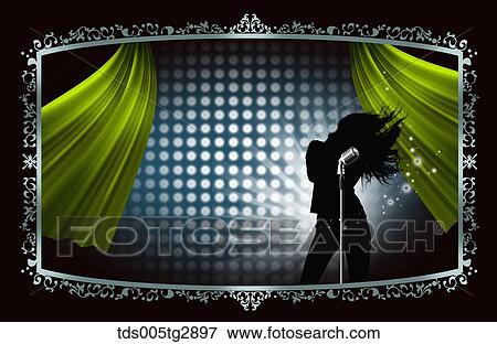 woman is singing on the stage View Large Photo Image Stock Photo - woman is singing on the stage. Fotosearch