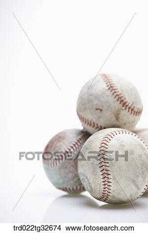 Picture - Worn out baseballs . Fotosearch