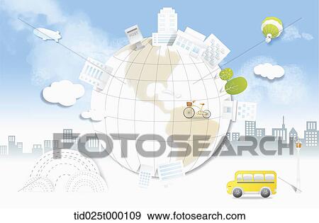 Yellow bus and bicycle around the earth View Large Photo Image Stock Photo - Yellow bus and bicycle around the earth. Fotosearch