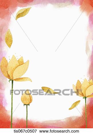 Stock Photo - Yellow flower and orange background. Fotosearch