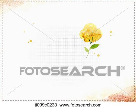 Stock Image - Yellow flower on the squared paper. Fotosearch