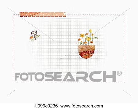 Stock Photograph - Yellow flower pot and love sign. Fotosearch