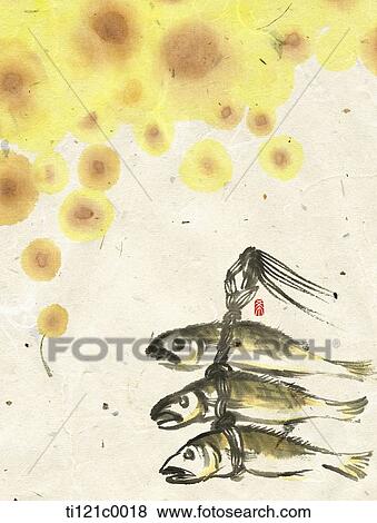 a string of fish View Large Illustration Stock Illustration - a string of fish . Fotosearch