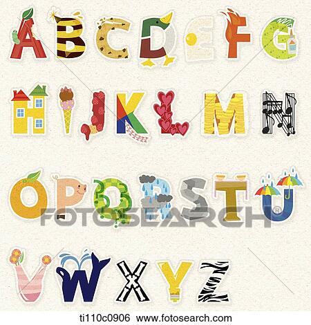 alphabets with art design View Large Illustration Stock Illustration - alphabets with art design . Fotosearch