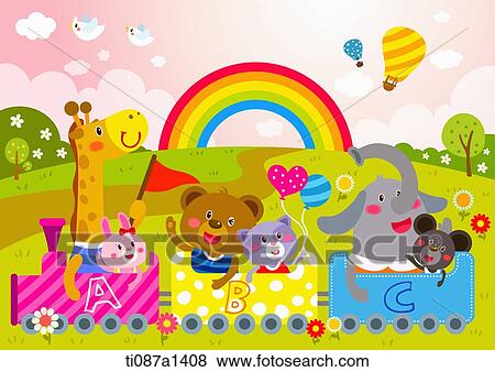 animals in amusement park View Large Illustration Stock Illustration - animals in amusement park. Fotosearch