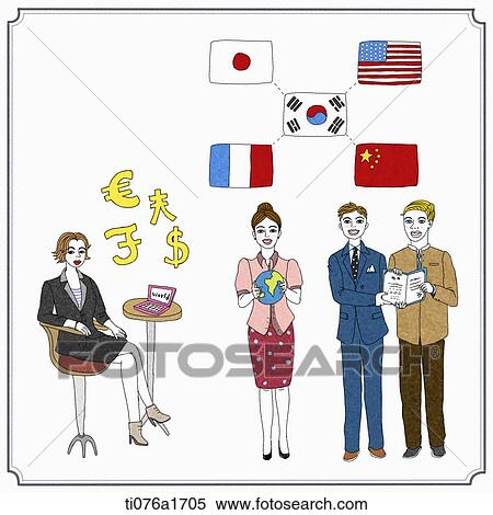Stock Illustration - business people around the world. Fotosearch