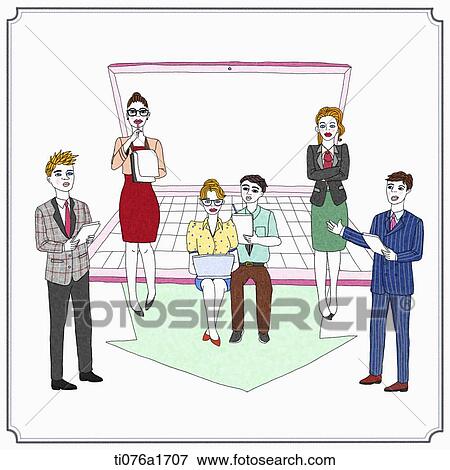 Stock Illustration - business people around the world. Fotosearch