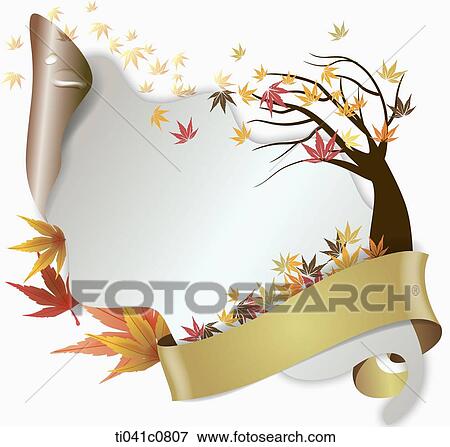 Stock Illustration - card background with maple tree. Fotosearch