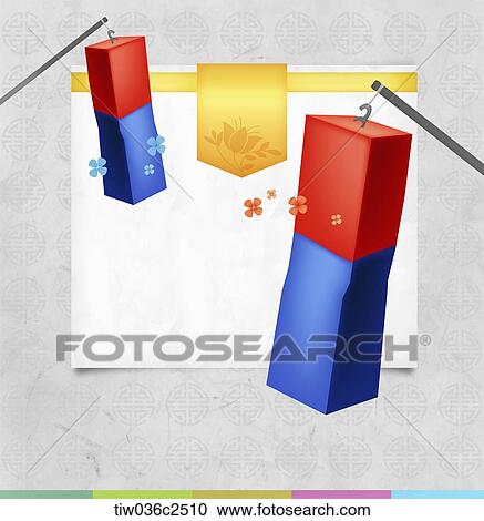 card with design of Korean traditional lanterns View Large Illustration Clipart - card with design of Korean traditional lanterns . Fotosearch