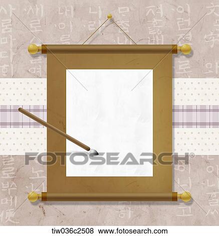card with design of Korean traditional roll paper View Large Illustration Stock Illustration - card with design of Korean traditional roll paper . Fotosearch