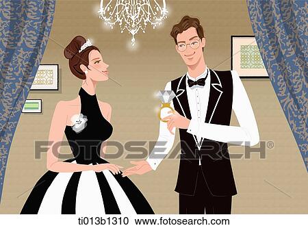 Clipart - couple celebrating their wedding . Fotosearch