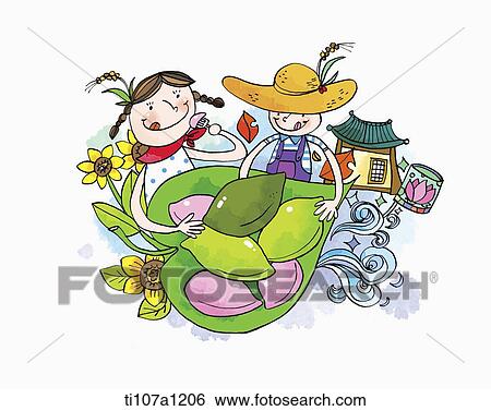 farmers eating rice balls View Large Illustration Stock Illustration - farmers eating rice balls. Fotosearch