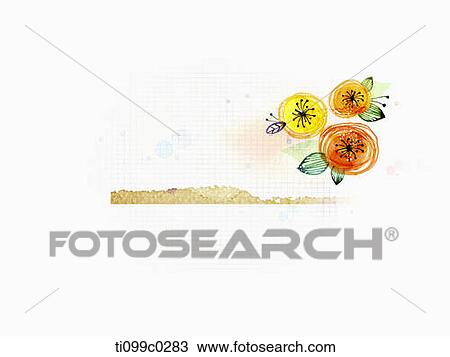Drawing - flower in white background. Fotosearch