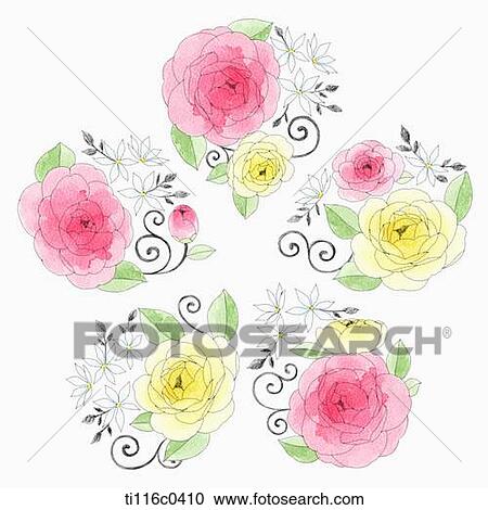 Clipart - flowers making up a circle . Fotosearch