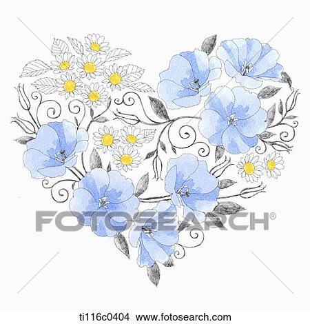 flowers making up a heart View Large Illustration Stock Illustration - flowers making up a heart. Fotosearch
