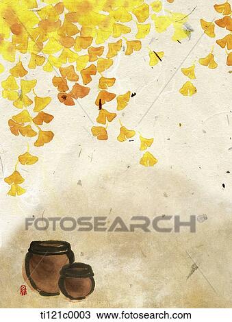 Drawing - gingko tree. Fotosearch