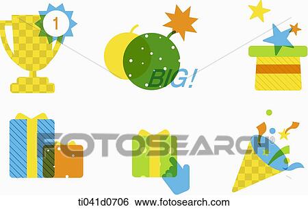 icons of celebration and gift View Large Illustration Stock Illustration - icons of celebration and gift . Fotosearch
