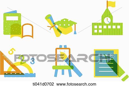 icons of school and academy View Large Illustration Drawing - icons of school and academy . Fotosearch