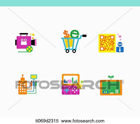 icons of technology advance View Large Illustration Stock Illustration - icons of technology advance . Fotosearch