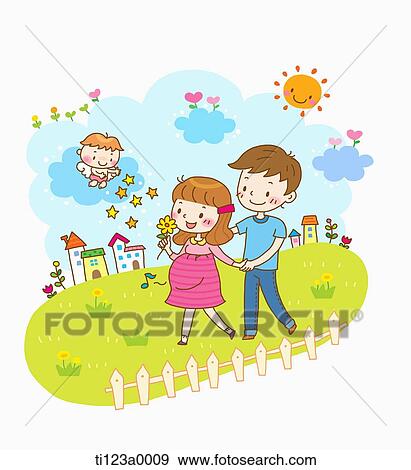 Stock Illustration - illustration of a couple walking. Fotosearch