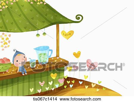 Stock Illustration - illustration of a fairy sitting on a street shop. Fotosearch