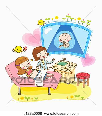 illustration of a mother doing ultrasound View Large Illustration Stock Illustration - illustration of a mother doing ultrasound. Fotosearch