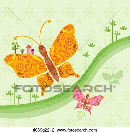 illustration of butterflies View Large Illustration Drawing - illustration of butterflies. Fotosearch