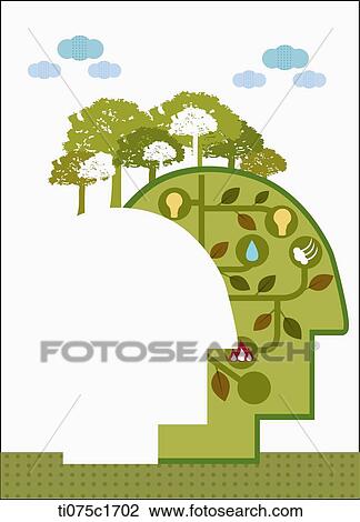 Drawing - illustration of eco-friendly technology . Fotosearch