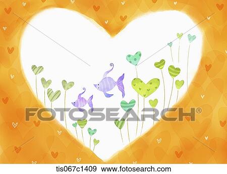 illustration of heart plants growing in a heart shape View Large Illustration Stock Illustration - illustration of heart plants growing in a heart shape. Fotosearch
