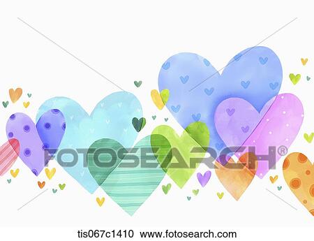 Clipart - illustration of heart shapes overlapping each other . Fotosearch