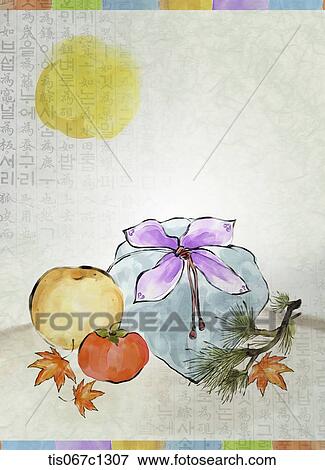 Korean illustration drawing of persimmon and a package View Large Illustration Stock Illustration - Korean illustration drawing of persimmon and a package . Fotosearch