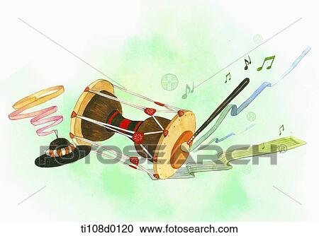 Clipart - Korean traditional double-headed drum, Janggu . Fotosearch