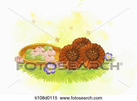 Stock Illustration - Korean traditional sweets . Fotosearch
