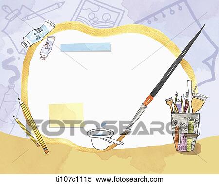 letter paper with a them of painting View Large Illustration Stock Illustration - letter paper with a them of painting . Fotosearch