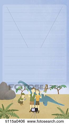 letter paper with dinosaur park View Large Illustration Stock Illustration - letter paper with dinosaur park. Fotosearch