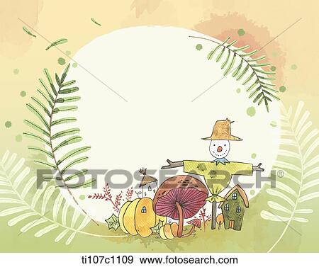 letter paper with scarecrow in the field View Large Illustration Stock Illustration - letter paper with scarecrow in the field. Fotosearch