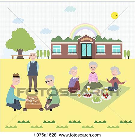lives of senior citizens View Large Illustration Stock Illustration - lives of senior citizens . Fotosearch
