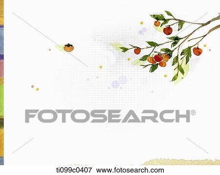 persimmon tree in white background View Large Illustration Stock Illustration - persimmon tree in white background. Fotosearch
