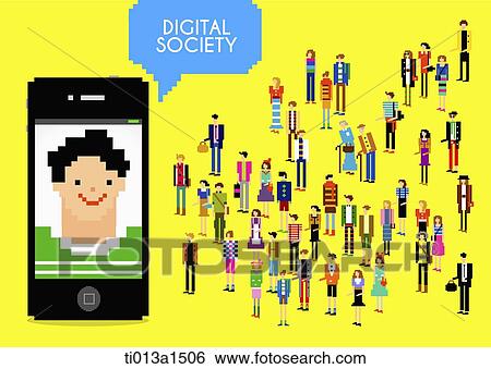 Stock Illustration - poster campaign for digital society. Fotosearch