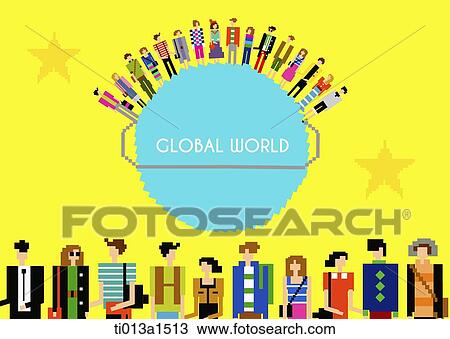 Drawing - poster campaign for global world. Fotosearch