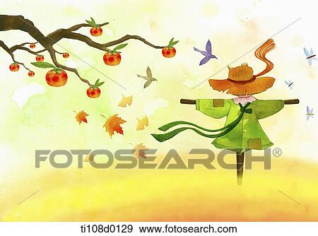 scarecrow in the field View Large Illustration Stock Illustration - scarecrow in the field. Fotosearch