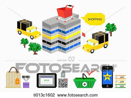 symbols of shopping View Large Illustration Drawing - symbols of shopping. Fotosearch