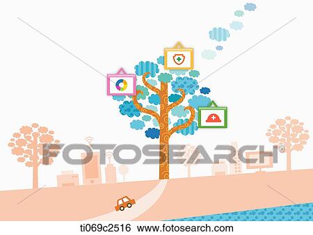 tree of some icons View Large Illustration Stock Illustration - tree of some icons. Fotosearch