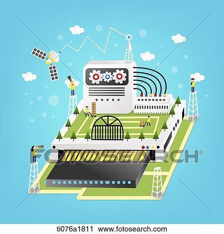 Clip Art - use and applications of smart IT devices . Fotosearch
