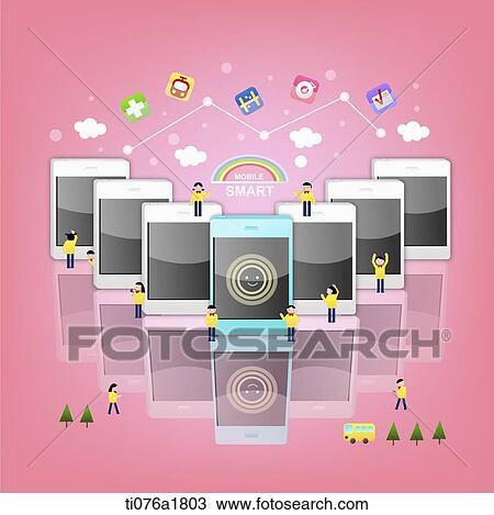 use and applications of smart IT devices View Large Illustration Drawing - use and applications of smart IT devices . Fotosearch