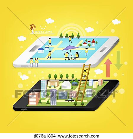 Stock Illustration - use and applications of smart IT devices . Fotosearch